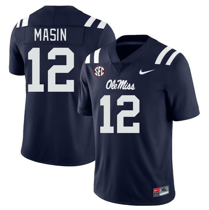 Men #12 Fraser Masin Ole Miss Rebels College Football Jerseys Stitched Sale-Navy - Click Image to Close